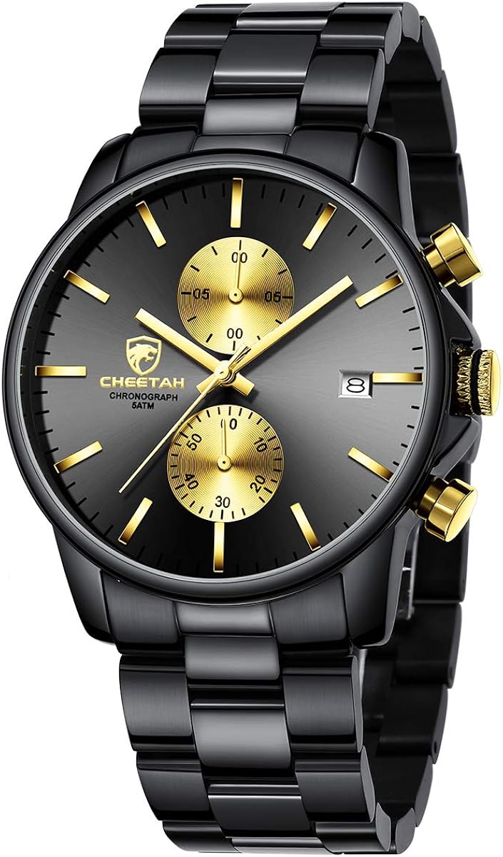 GOLDEN HOUR Fashion Business Mens Watches with Stainless Steel Waterproof Chronograph Quartz Watch for Men, Auto Date - Image 20