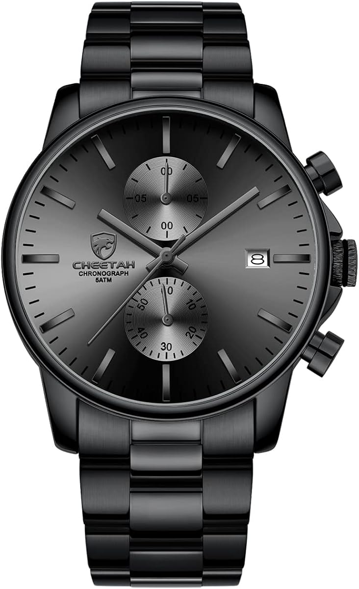 GOLDEN HOUR Fashion Business Mens Watches with Stainless Steel Waterproof Chronograph Quartz Watch for Men, Auto Date - Image 3