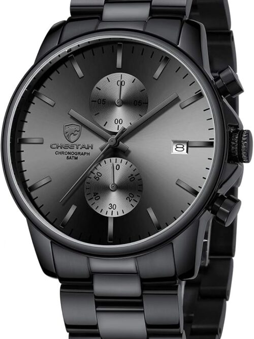 GOLDEN HOUR Fashion Business Mens Watches with Stainless Steel Waterproof Chronograph Quartz Watch for Men, Auto Date