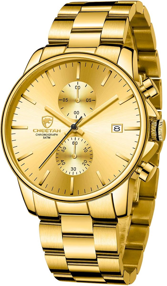 GOLDEN HOUR Fashion Business Mens Watches with Stainless Steel Waterproof Chronograph Quartz Watch for Men, Auto Date - Image 9