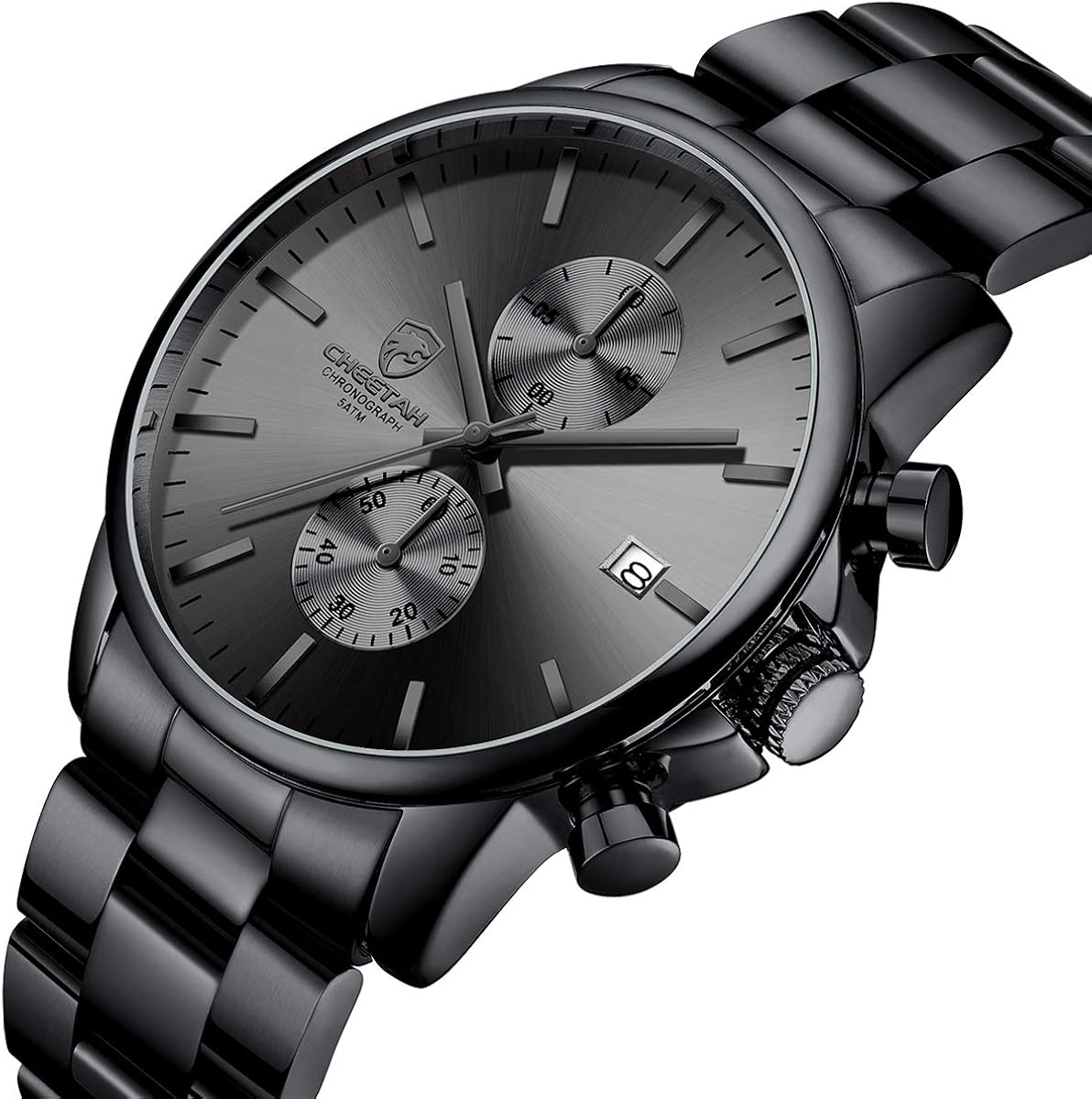 GOLDEN HOUR Fashion Business Mens Watches with Stainless Steel Waterproof Chronograph Quartz Watch for Men, Auto Date - Image 2