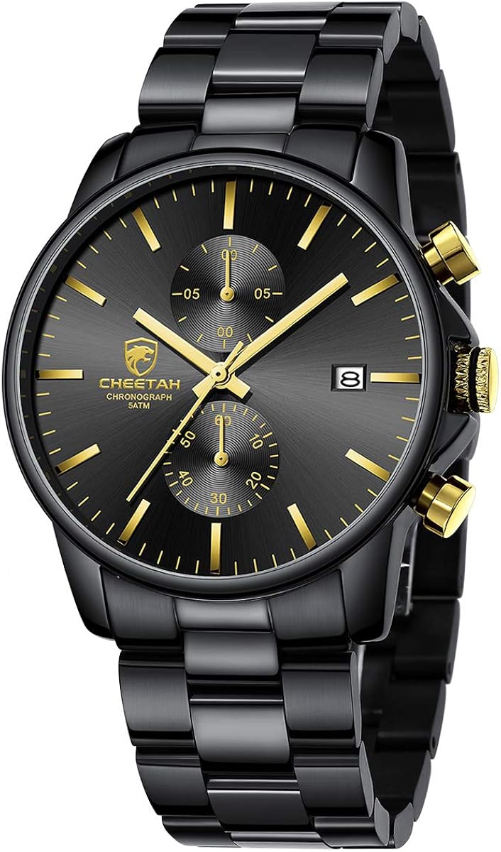 GOLDEN HOUR Fashion Business Mens Watches with Stainless Steel Waterproof Chronograph Quartz Watch for Men, Auto Date - Image 11