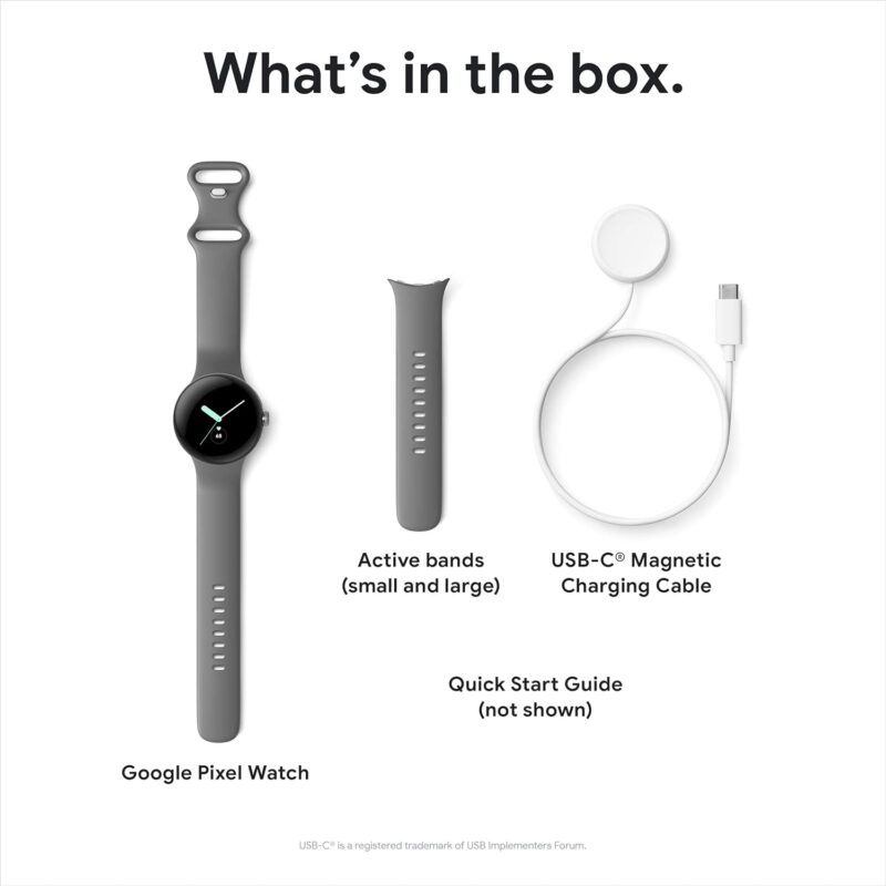 Google Pixel Watch - Android Smartwatch with Fitbit Activity Tracking - Heart Rate Tracking Watch Polished Silver Stainless Steel case with Charcoal Active band - WiFi - Image 12