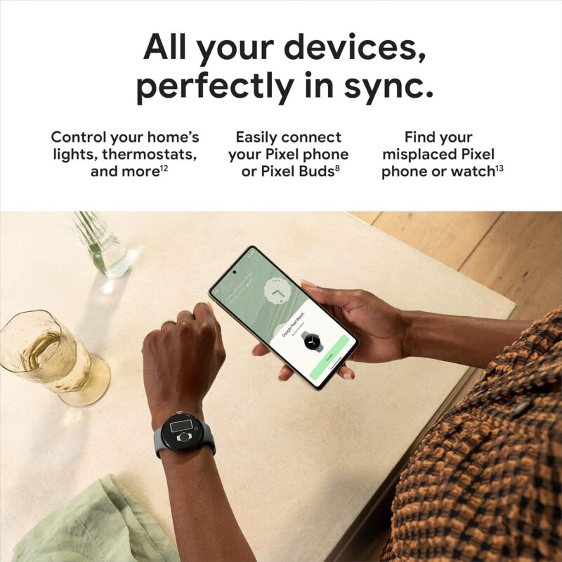 Google Pixel Watch - Android Smartwatch with Fitbit Activity Tracking - Heart Rate Tracking Watch Polished Silver Stainless Steel case with Charcoal Active band - WiFi - Image 7