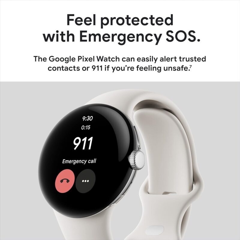 Google Pixel Watch - Android Smartwatch with Fitbit Activity Tracking - Heart Rate Tracking Watch Polished Silver Stainless Steel case with Charcoal Active band - WiFi - Image 10