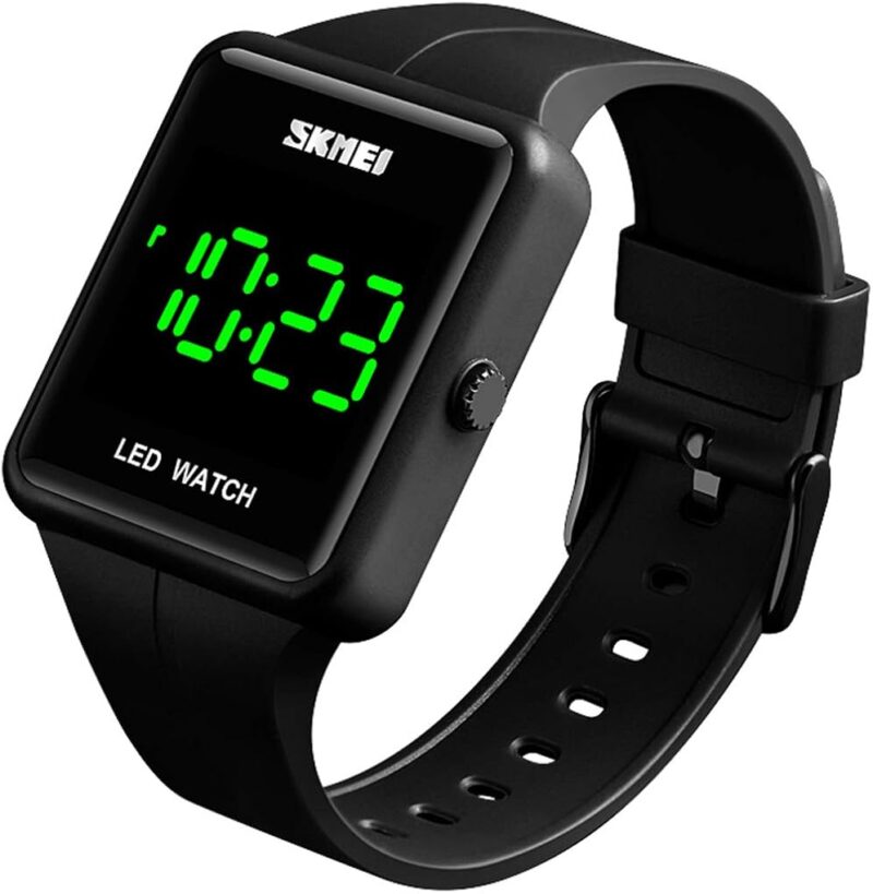 Gosasa Unisex Square LED Digital Watch Large Face Fashion 3Bar Waterproof Sports Electronic for Men Watch for Women Student Silicone Strap Student Military Outdoor Sports Watch - Image 2