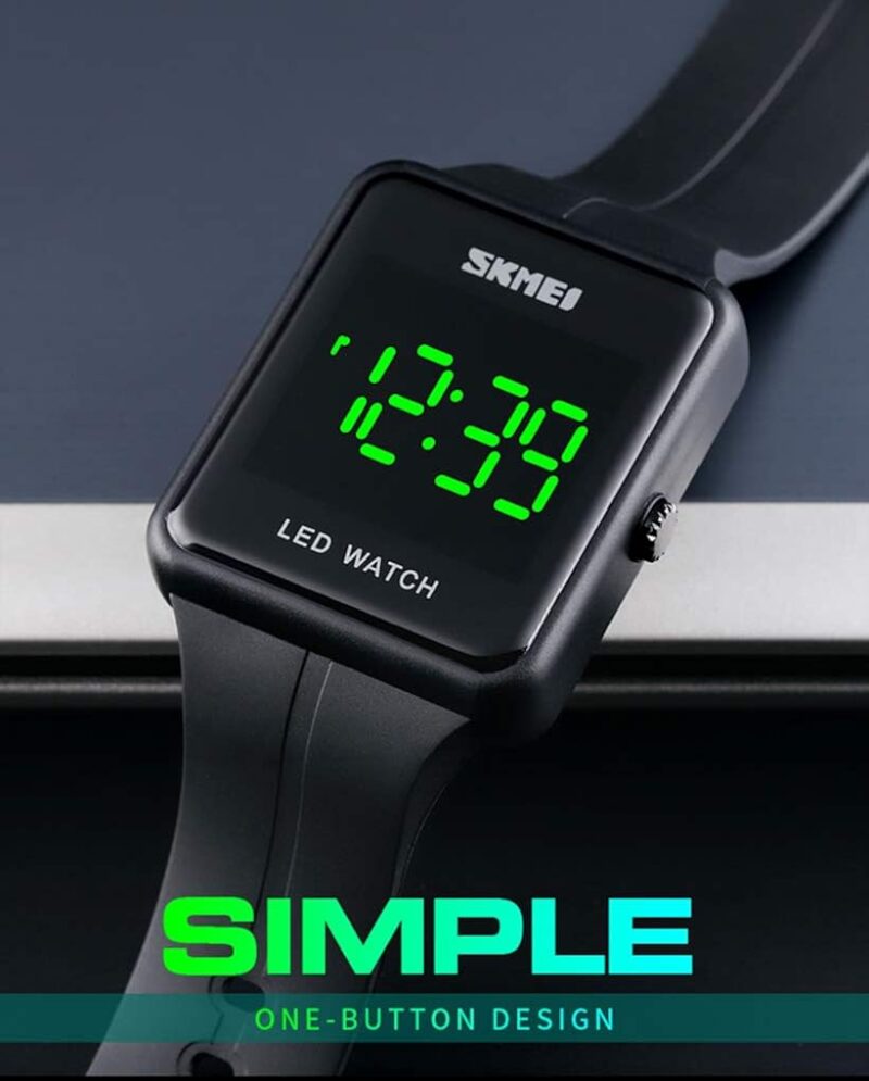 Gosasa Unisex Square LED Digital Watch Large Face Fashion 3Bar Waterproof Sports Electronic for Men Watch for Women Student Silicone Strap Student Military Outdoor Sports Watch - Image 3