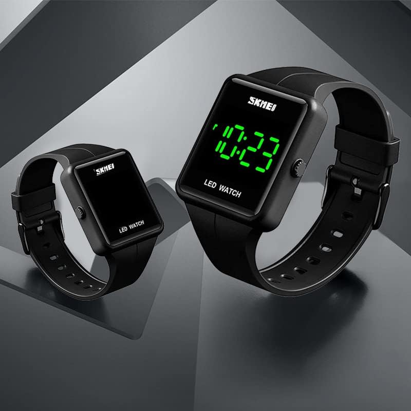 Gosasa Unisex Square LED Digital Watch Large Face Fashion 3Bar Waterproof Sports Electronic for Men Watch for Women Student Silicone Strap Student Military Outdoor Sports Watch - Image 7