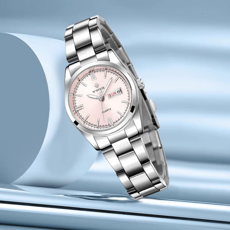 Gosasa Women's Silver Stainless Steel Band Wrist Watches Fashion Quartz Analog Watch Small Face Ladies Dress Watch - Image 2
