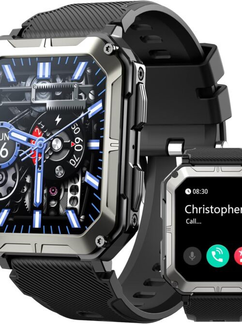 HOFIT Smart Watch for Men, Bluetooth Call(Answer\/Make Call) Mens Watches, Military Rugged Smart Watches, 1.83in HD Touch Screen, Fitness Watch for Android iOS, Activities Tracker, Gifts for Men