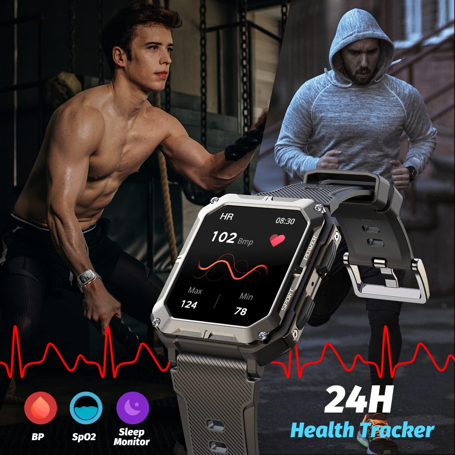 HOFIT Smart Watch for Men, Bluetooth Call(Answer\/Make Call) Mens Watches, Military Rugged Smart Watches, 1.83in HD Touch Screen, Fitness Watch for Android iOS, Activities Tracker, Gifts for Men - Image 5