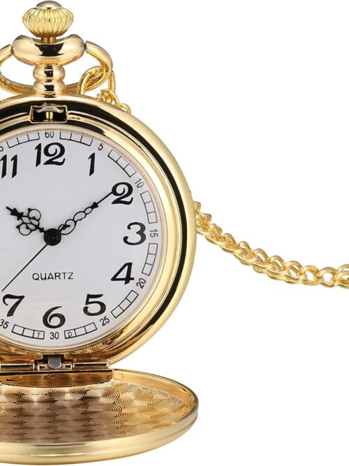 I-MART Smooth Vintage Pocket Watch with Chain (Gold)