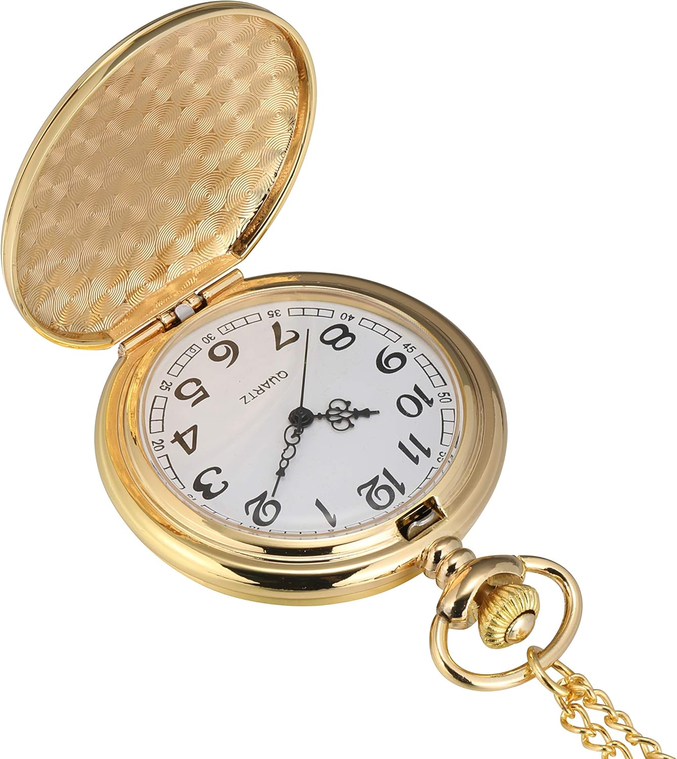 I-MART Smooth Vintage Pocket Watch with Chain (Gold) - Image 2