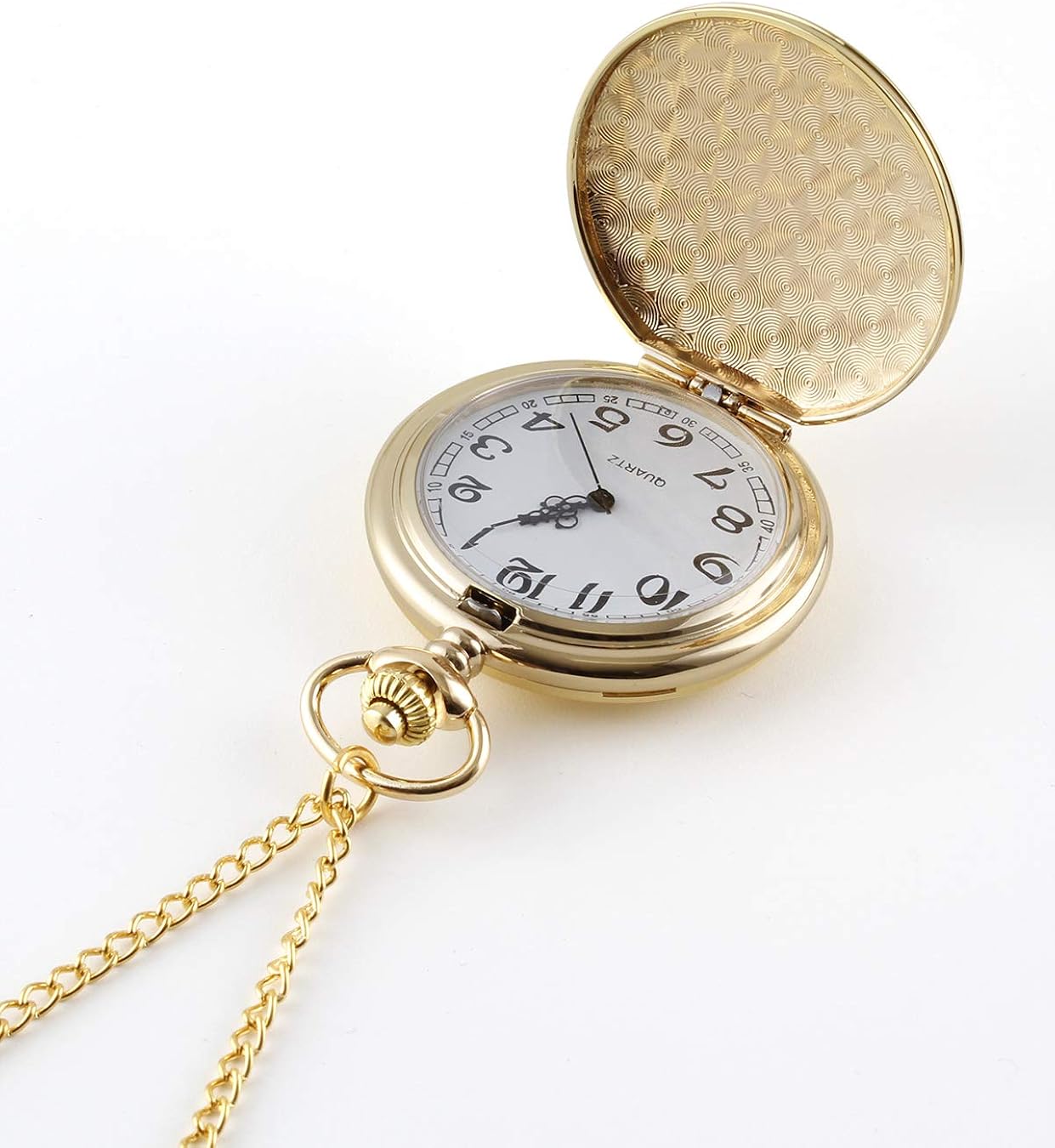 I-MART Smooth Vintage Pocket Watch with Chain (Gold) - Image 5