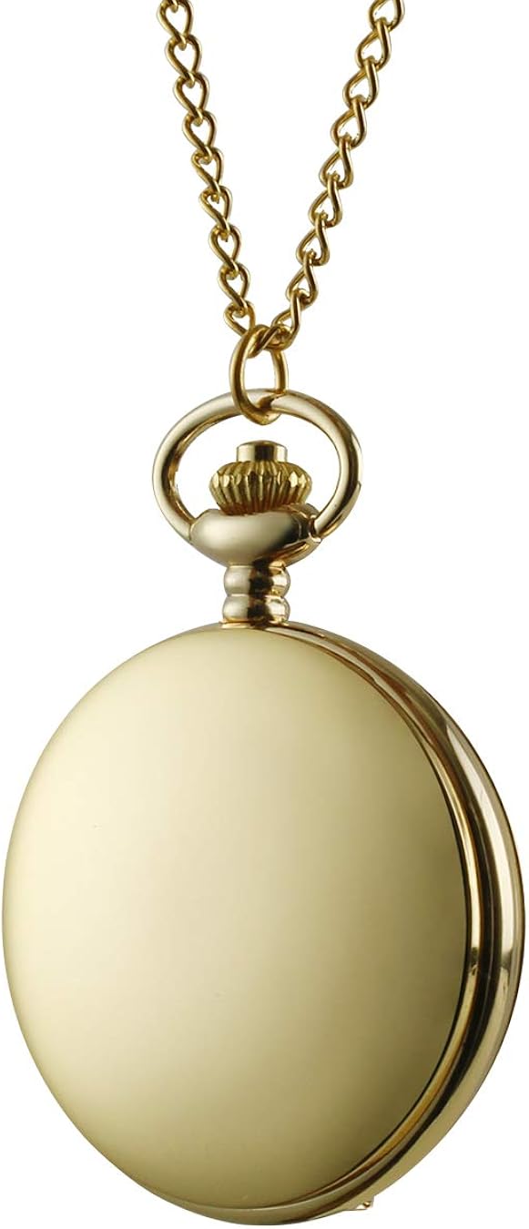 I-MART Smooth Vintage Pocket Watch with Chain (Gold) - Image 3