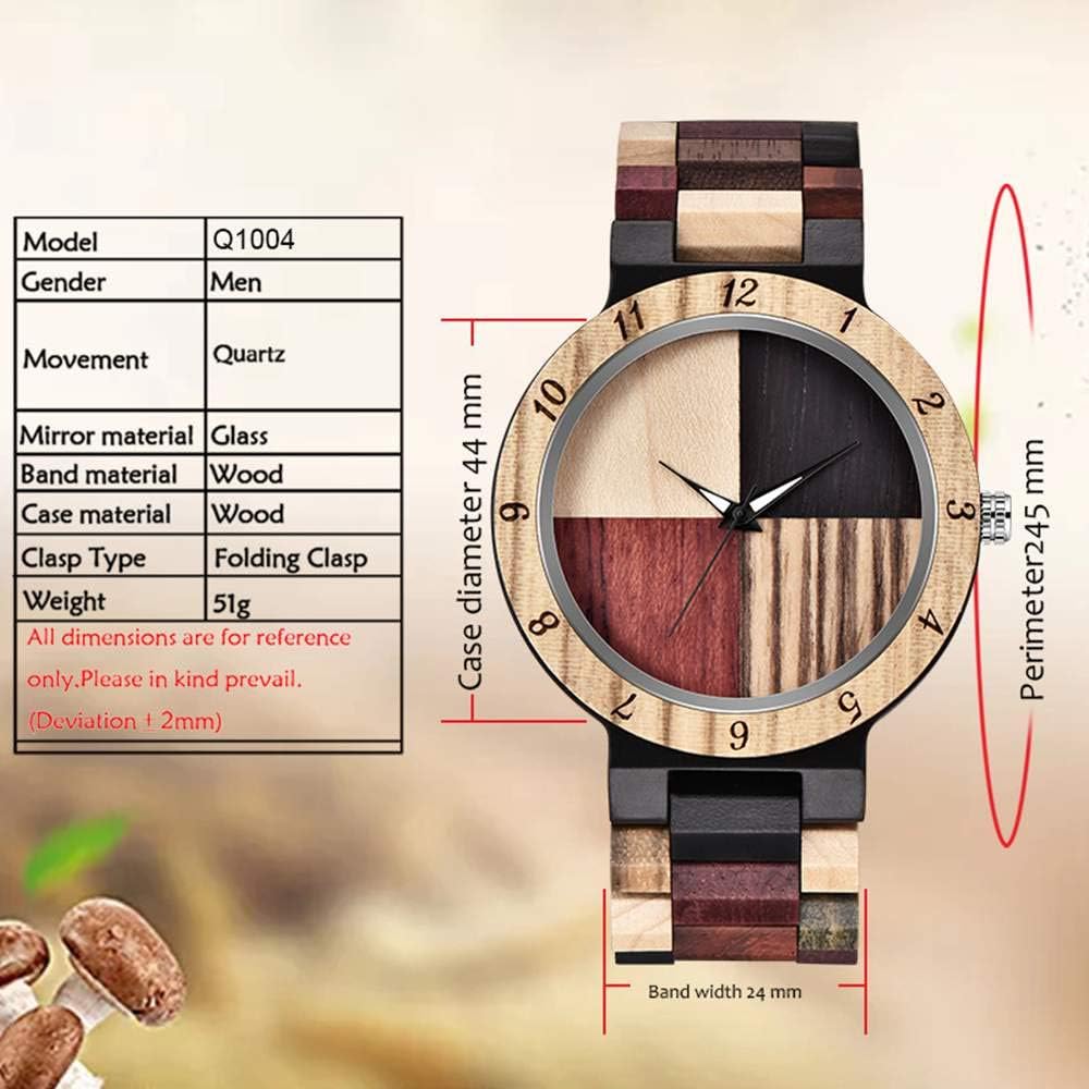 Inverted Geometric Wood Watch Creative Quartz Watches for Men Hand-Made Wooden Mens Watches - Image 5
