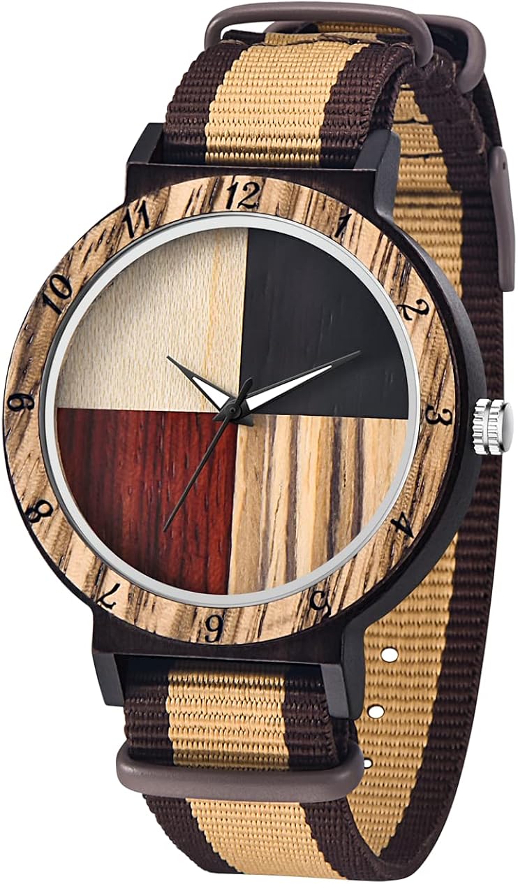 Inverted Geometric Wood Watch Creative Quartz Watches for Men Hand-Made Wooden Mens Watches - Image 10