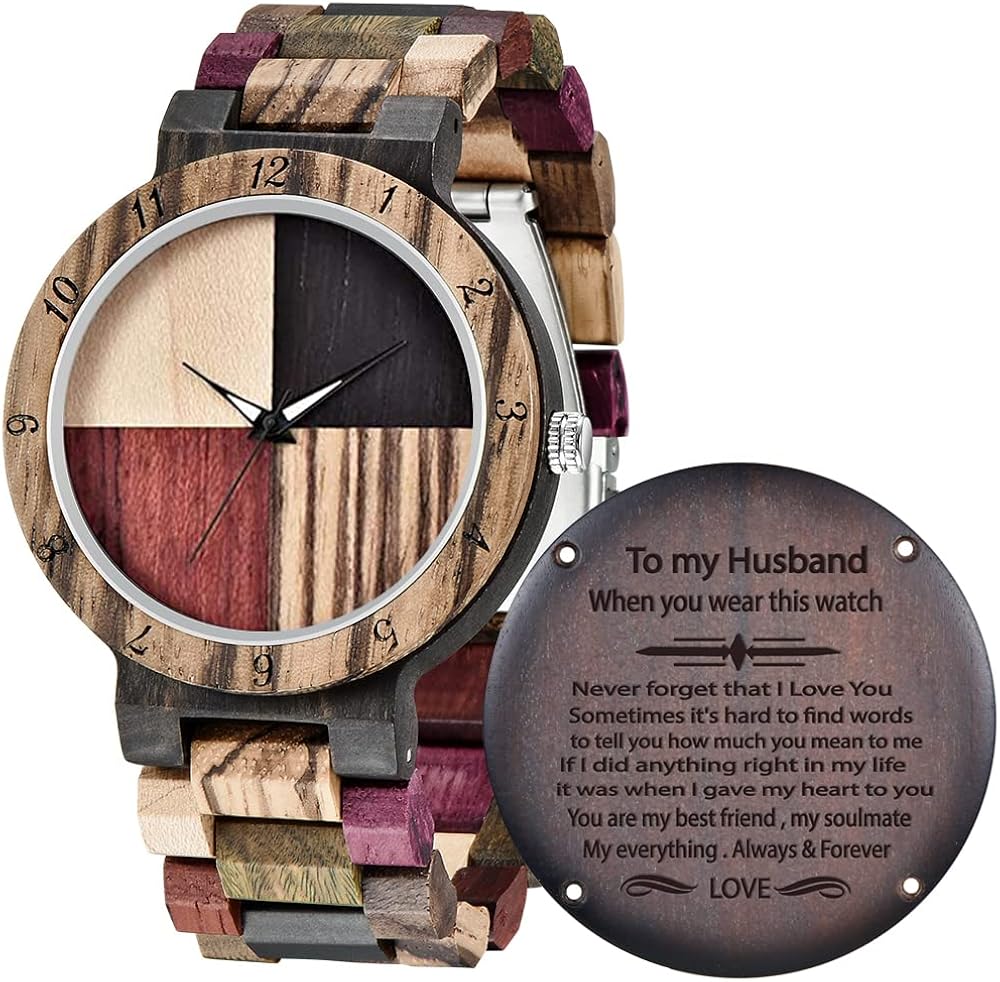 Inverted Geometric Wood Watch Creative Quartz Watches for Men Hand-Made Wooden Mens Watches - Image 9