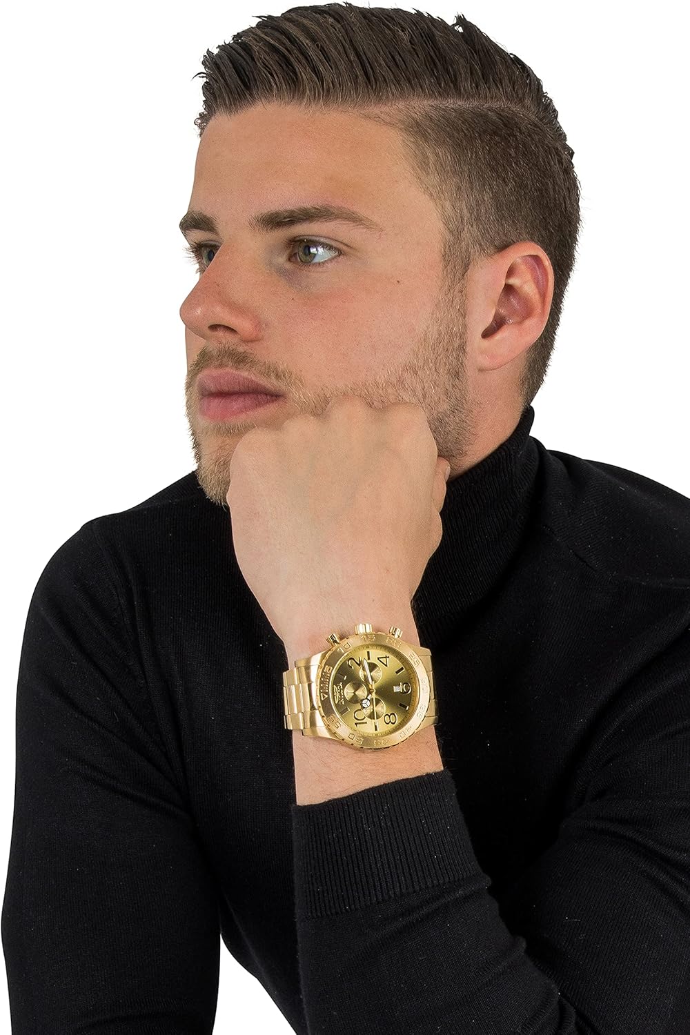 Invicta Men's 1270 Specialty Chronograph Gold Dial 18k Gold Ion-Plated Stainless Steel Watch - Image 5