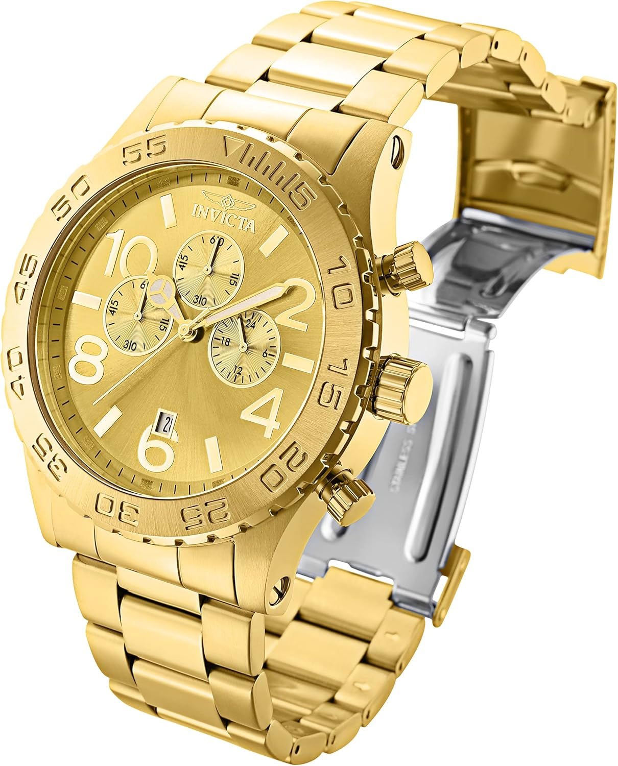 Invicta Men's 1270 Specialty Chronograph Gold Dial 18k Gold Ion-Plated Stainless Steel Watch - Image 2