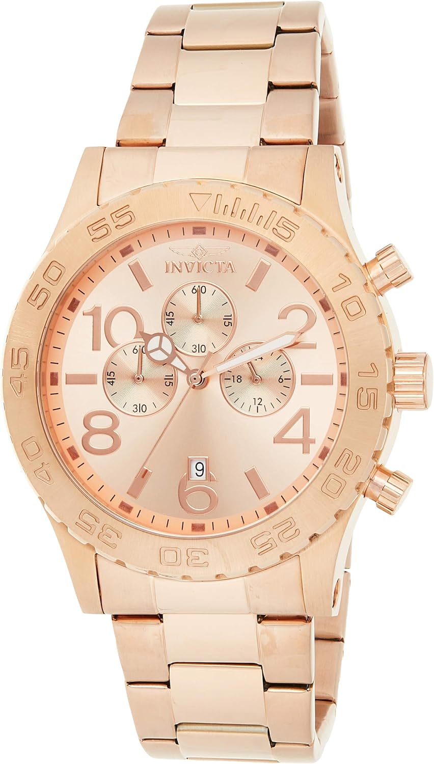 Invicta Men's 1270 Specialty Chronograph Gold Dial 18k Gold Ion-Plated Stainless Steel Watch - Image 8