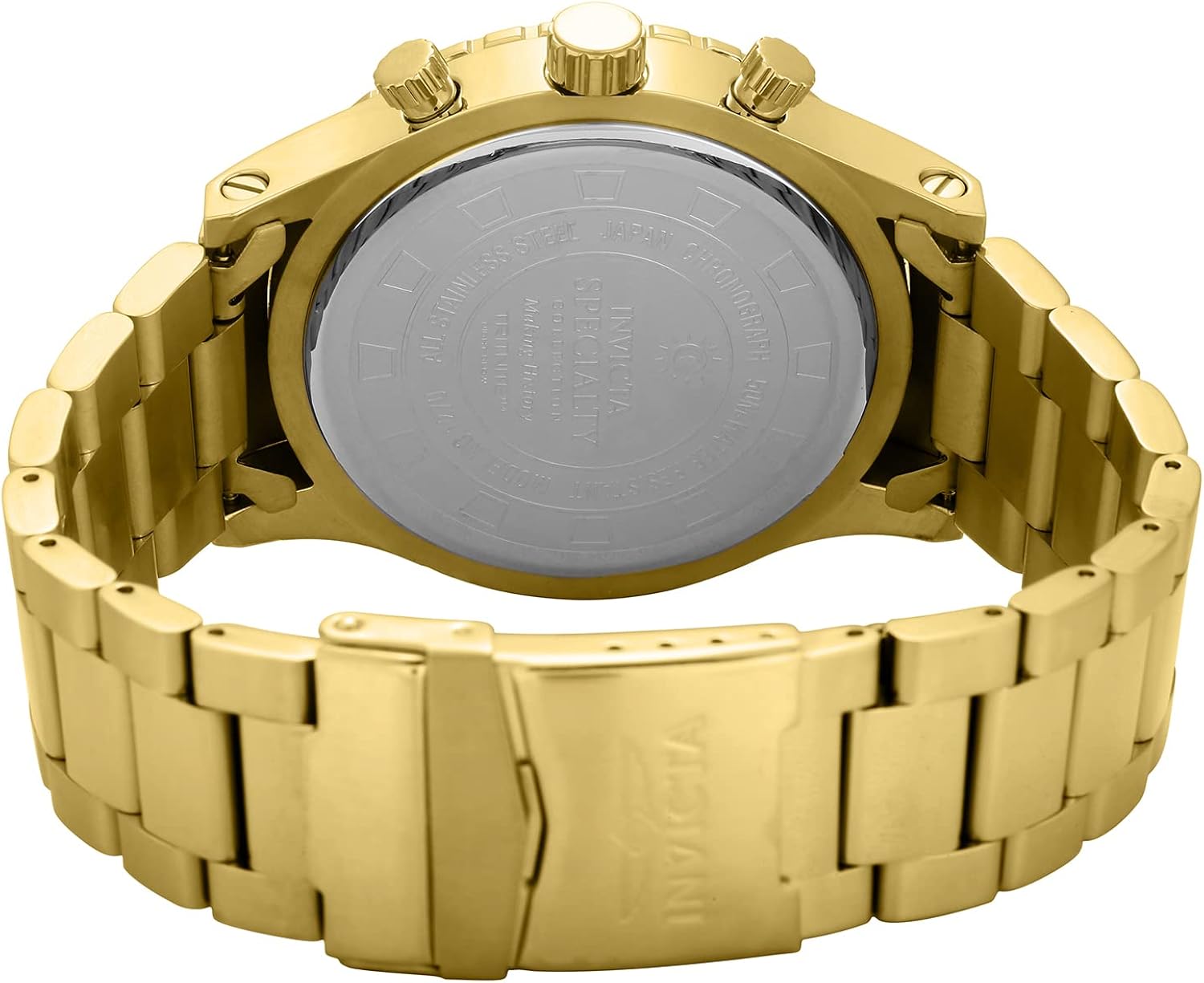 Invicta Men's 1270 Specialty Chronograph Gold Dial 18k Gold Ion-Plated Stainless Steel Watch - Image 4