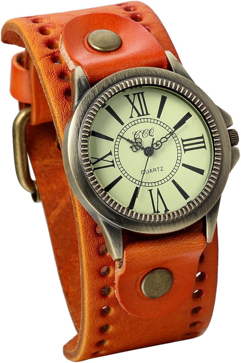 JewelryWe Vintage Wrist Watch Wide Leather Strap Band Cuff Quartz Watches for Men Women, for Father\u2019s Day - Image 8