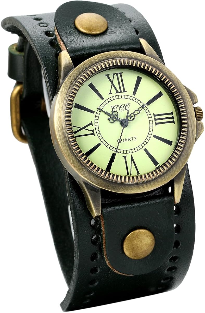 JewelryWe Vintage Wrist Watch Wide Leather Strap Band Cuff Quartz Watches for Men Women, for Father\u2019s Day - Image 7