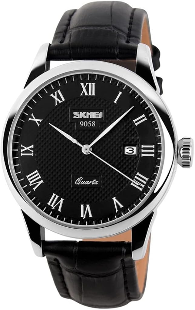 MASTOP Mens Quartz Watch Roman Numeral Business Casual Fashion Analog Wrist Watch Classic Calendar Date Window 30M Waterproof Comfortable Leather Watches