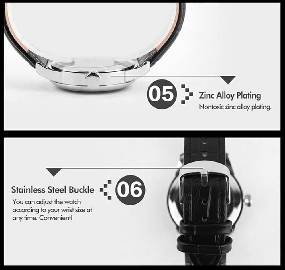 MASTOP Mens Quartz Watch Roman Numeral Business Casual Fashion Analog Wrist Watch Classic Calendar Date Window 30M Waterproof Comfortable Leather Watches - Image 5