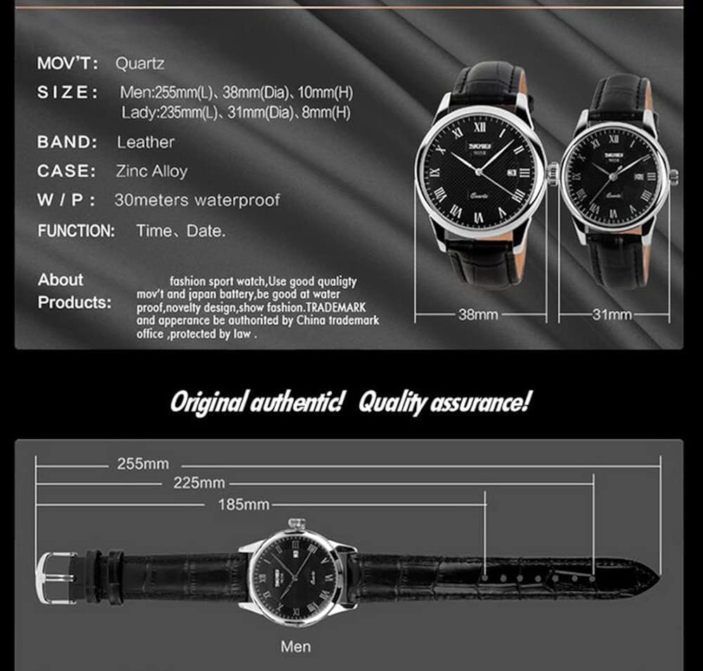 MASTOP Mens Quartz Watch Roman Numeral Business Casual Fashion Analog Wrist Watch Classic Calendar Date Window 30M Waterproof Comfortable Leather Watches - Image 3