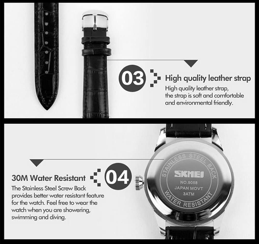 MASTOP Mens Quartz Watch Roman Numeral Business Casual Fashion Analog Wrist Watch Classic Calendar Date Window 30M Waterproof Comfortable Leather Watches - Image 6