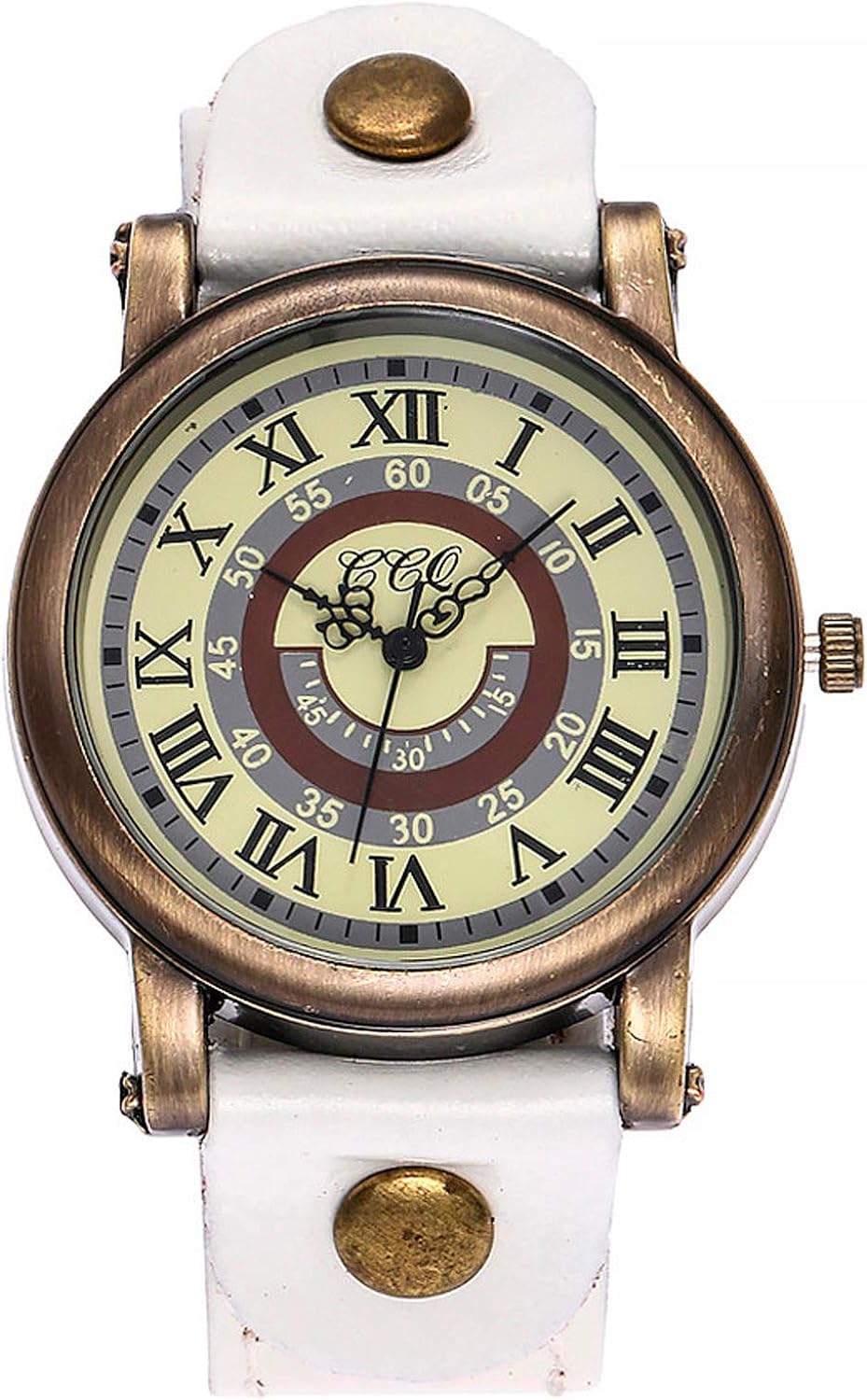 Men's Leather Casual Quartz Watch, Punk Retro Simple Fashion Buckle Strap Leather Casual Cuff Watch - Image 6