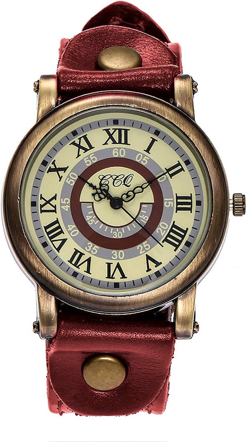 Men's Leather Casual Quartz Watch, Punk Retro Simple Fashion Buckle Strap Leather Casual Cuff Watch - Image 7