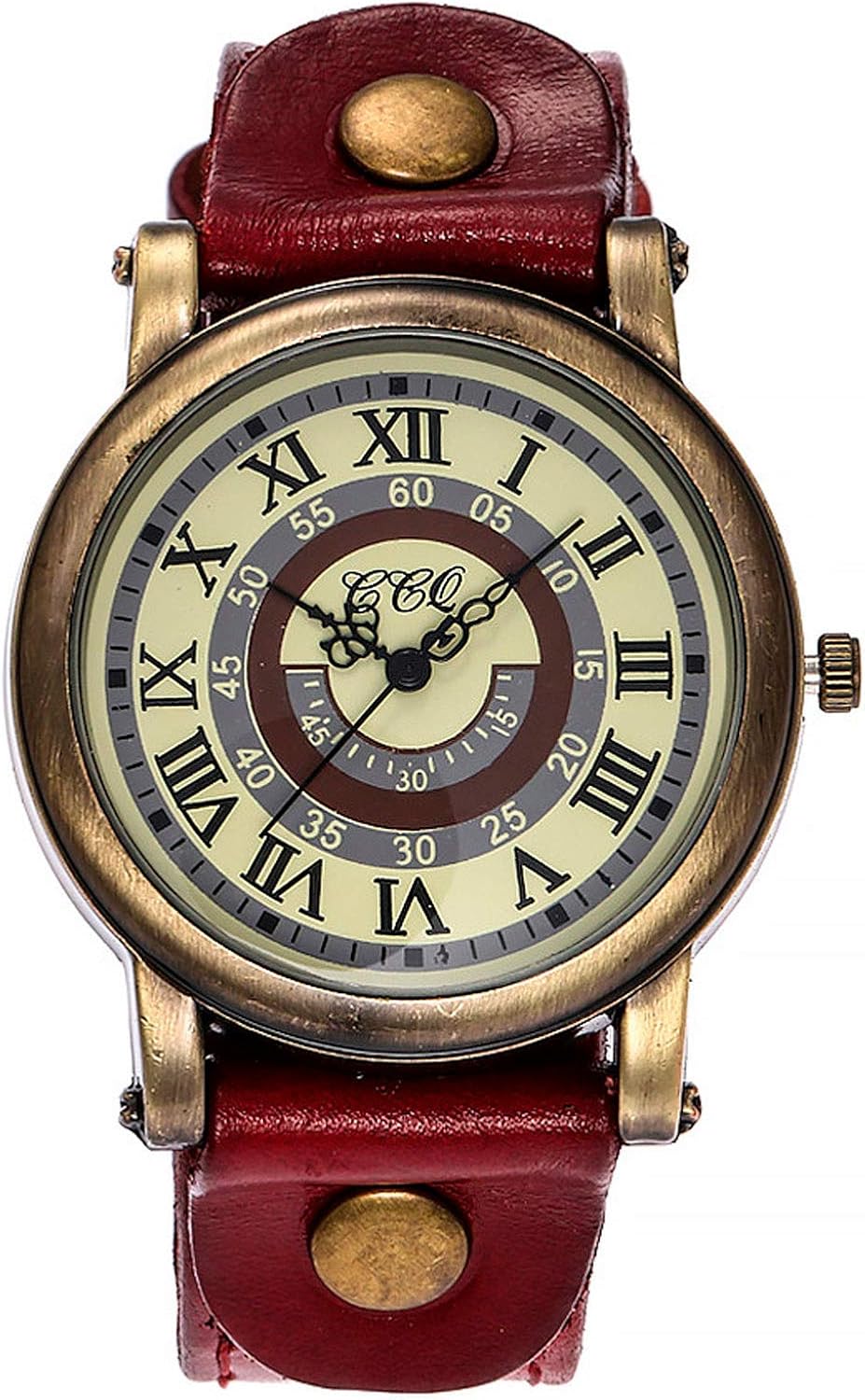 Men's Leather Casual Quartz Watch, Punk Retro Simple Fashion Buckle Strap Leather Casual Cuff Watch - Image 10