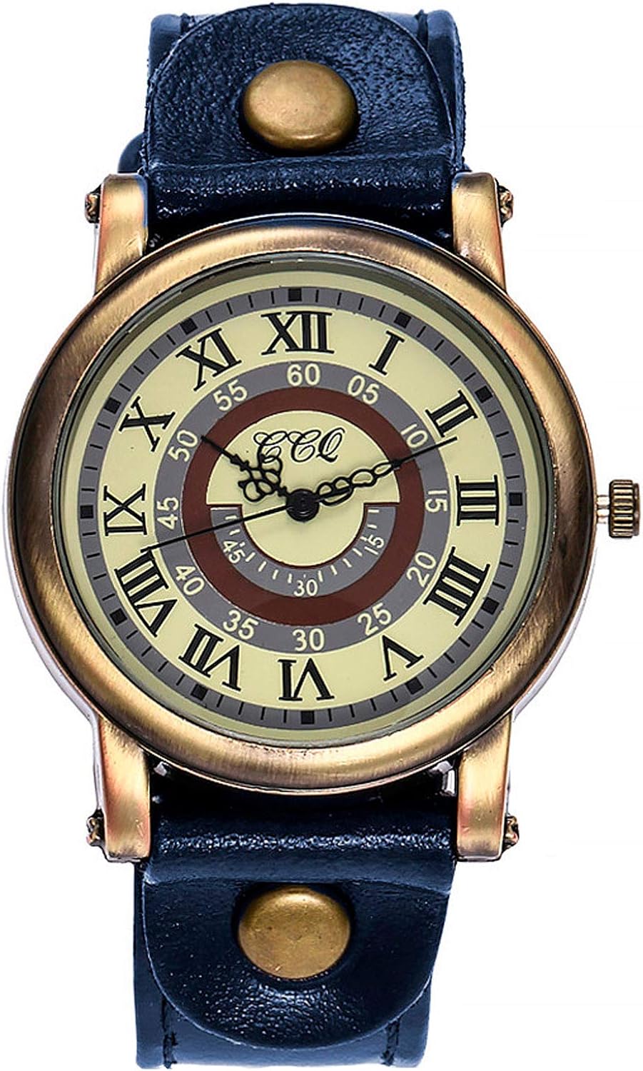 Men's Leather Casual Quartz Watch, Punk Retro Simple Fashion Buckle Strap Leather Casual Cuff Watch - Image 8