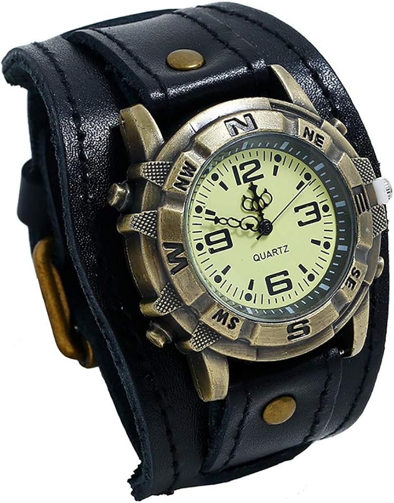 Men's Leather Casual Quartz Watch, Punk Retro Simple Fashion Buckle Strap Leather Casual Cuff Watch - Image 16