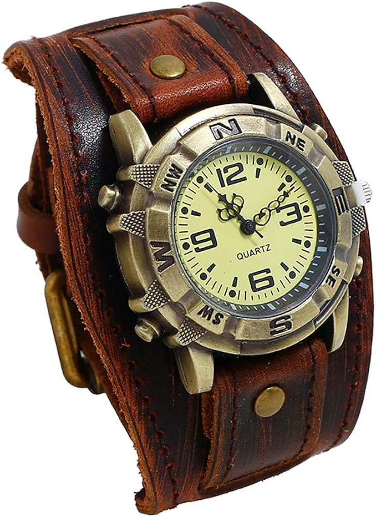 Men's Leather Casual Quartz Watch, Punk Retro Simple Fashion Buckle Strap Leather Casual Cuff Watch - Image 15