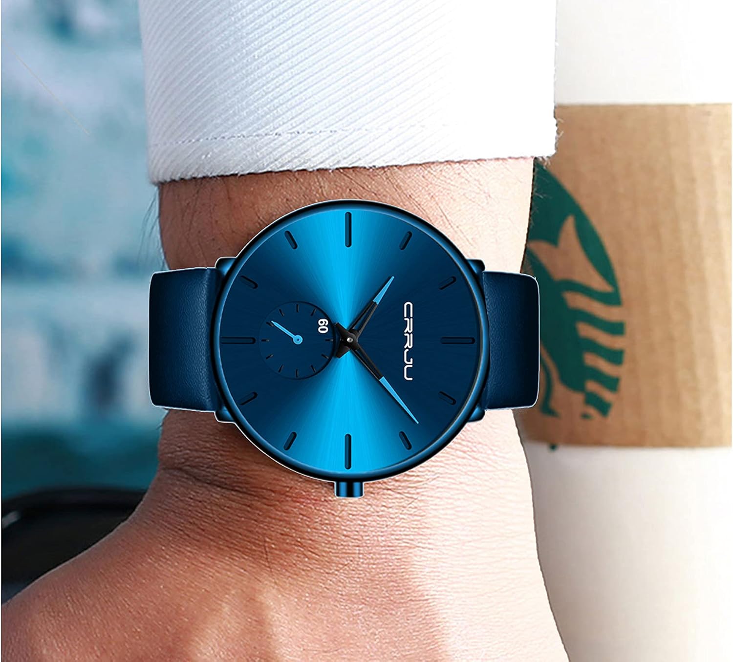 Mens Watches Ultra-Thin Minimalist Waterproof-Fashion Wrist Watch for Men Unisex Dress with Leather Band - Image 6