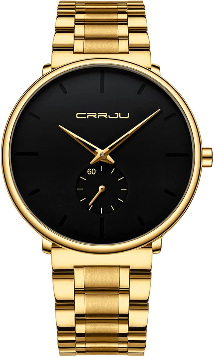 Mens Watches Ultra-Thin Minimalist Waterproof-Fashion Wrist Watch for Men Unisex Dress with Stainless Steel Band-Black Hands - Image 7