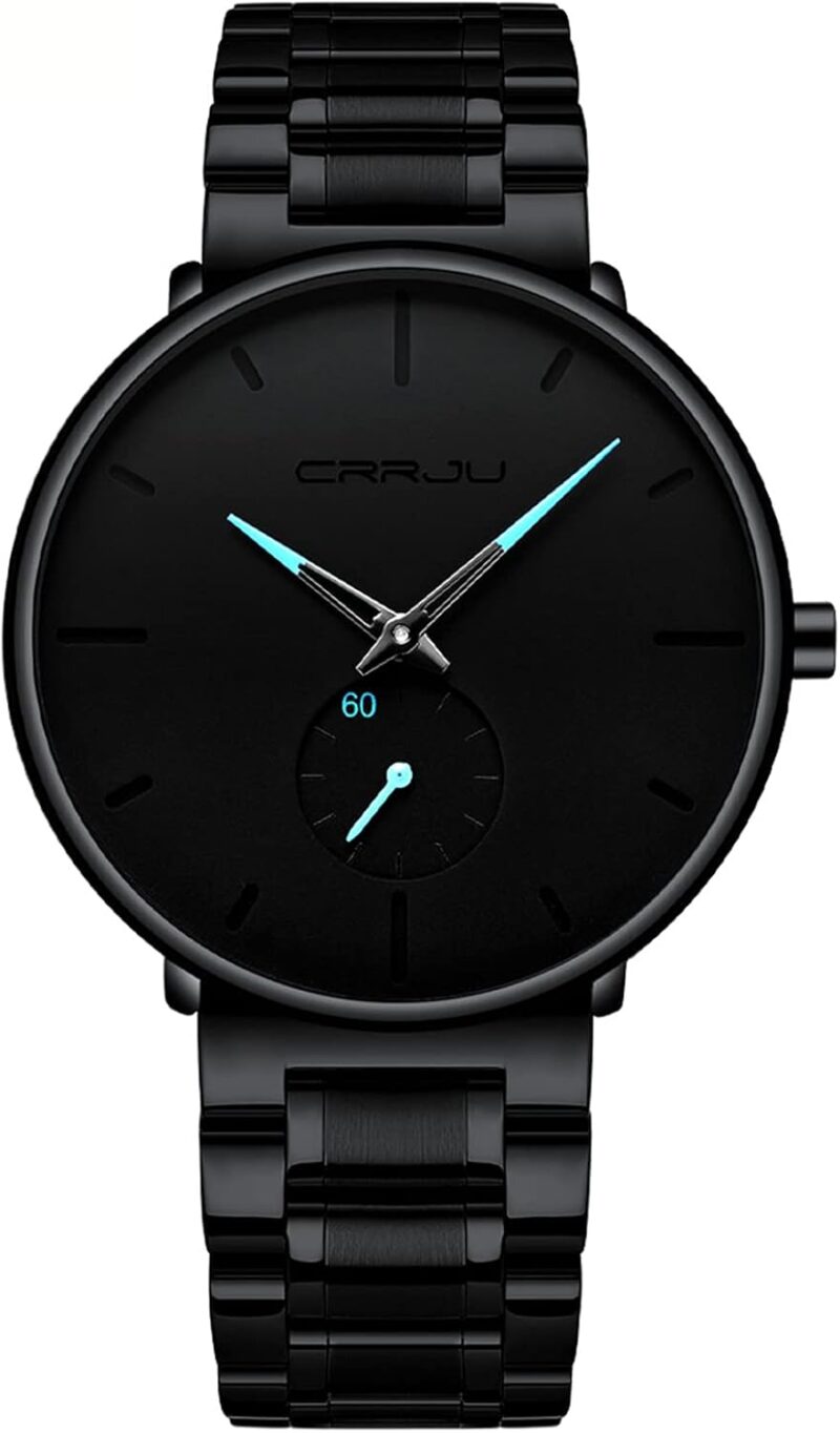 Mens Watches Ultra-Thin Minimalist Waterproof-Fashion Wrist Watch for Men Unisex Dress with Stainless Steel Band-Black Hands - Image 17