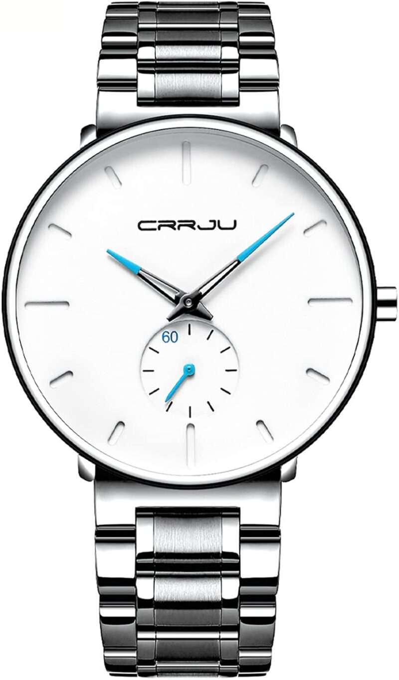 Mens Watches Ultra-Thin Minimalist Waterproof-Fashion Wrist Watch for Men Unisex Dress with Stainless Steel Band-Black Hands - Image 12