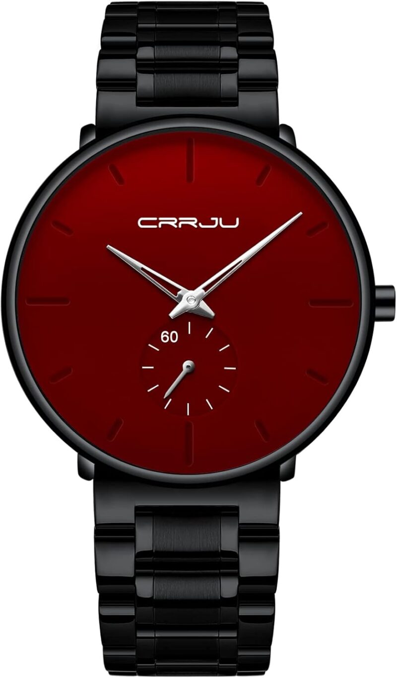 Mens Watches Ultra-Thin Minimalist Waterproof-Fashion Wrist Watch for Men Unisex Dress with Stainless Steel Band-Black Hands - Image 9