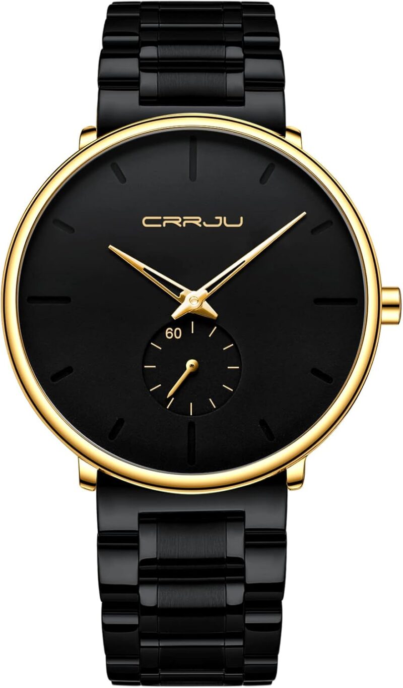 Mens Watches Ultra-Thin Minimalist Waterproof-Fashion Wrist Watch for Men Unisex Dress with Stainless Steel Band-Black Hands - Image 10