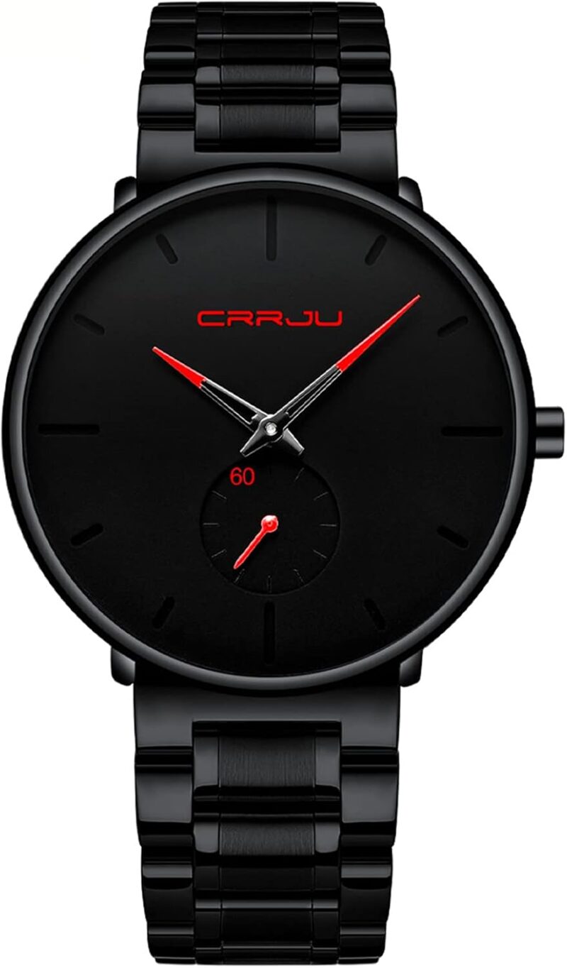 Mens Watches Ultra-Thin Minimalist Waterproof-Fashion Wrist Watch for Men Unisex Dress with Stainless Steel Band-Black Hands - Image 6