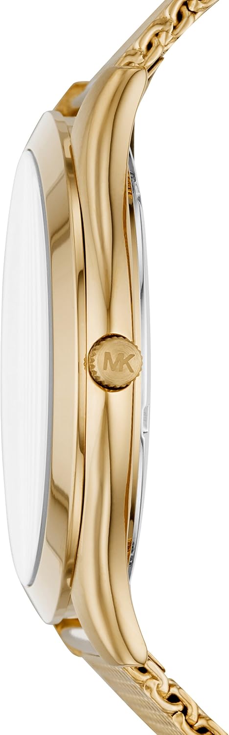 Michael Kors Men's Slim Runway Three-Hand Gold-Tone Stainless Steel Mesh Band Watch (Model: MK8625) - Image 2