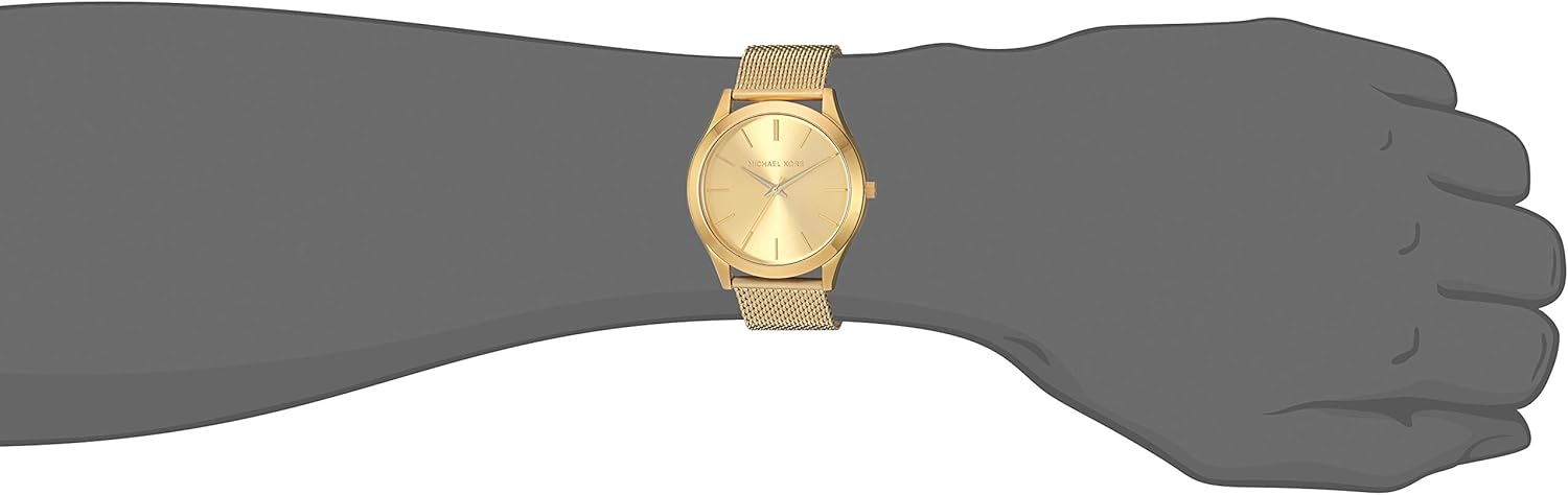 Michael Kors Men's Slim Runway Three-Hand Gold-Tone Stainless Steel Mesh Band Watch (Model: MK8625) - Image 4