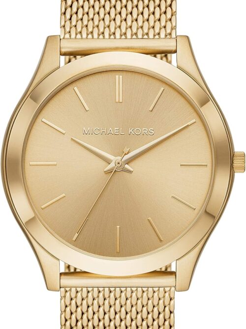 Michael Kors Men's Slim Runway Three-Hand Gold-Tone Stainless Steel Mesh Band Watch (Model: MK8625)