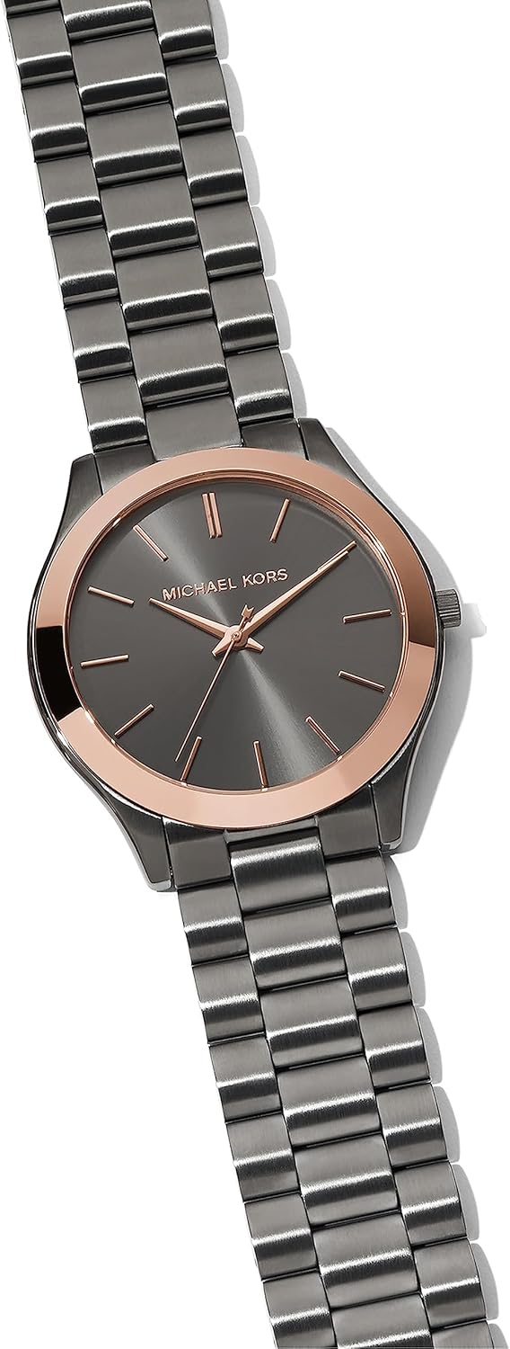 Michael Kors Men's Slim Runway Three-Hand Gunmetal Gray Stainless Steel Bracelet Watch (Model: MK8576) - Image 3
