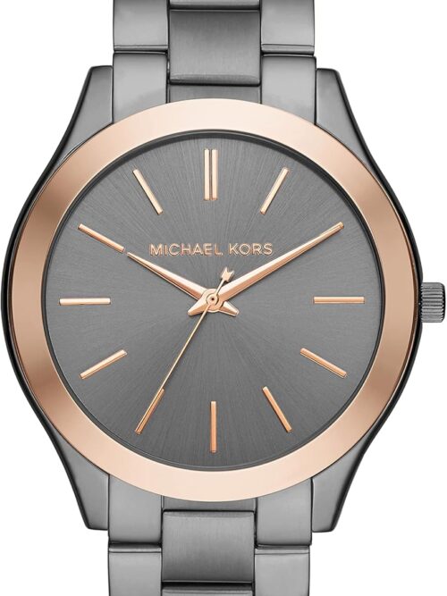 Michael Kors Men's Slim Runway Three-Hand Gunmetal Gray Stainless Steel Bracelet Watch (Model: MK8576)
